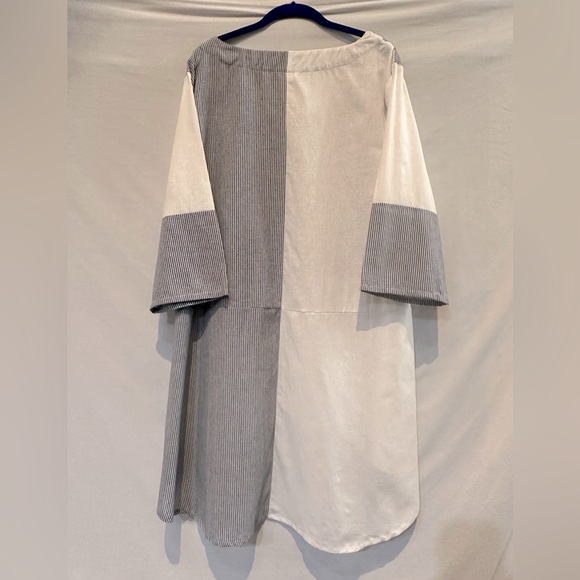 NWOT Kaktus Cotton/Linen Blend High-Low Color Block Top - Size Large - Picture 2 of 5